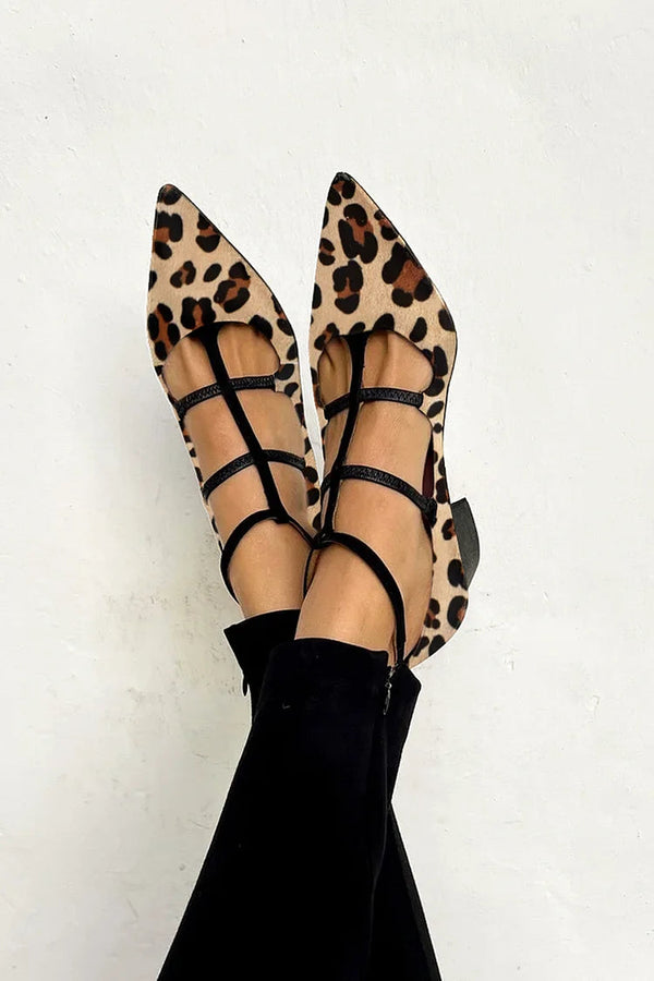 Ludovica™ | Animal Print Ballet Flats with Thin Straps