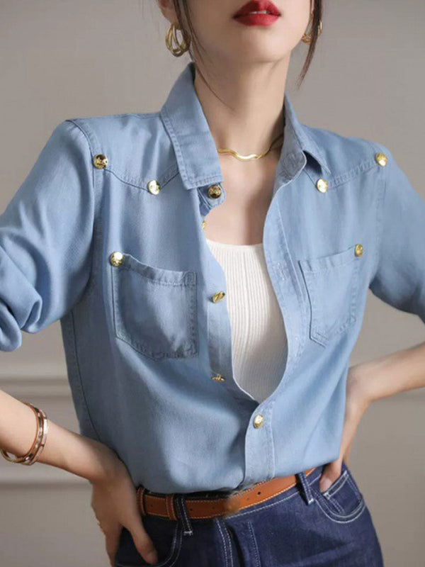 Jocelyn Vintage Lapel Denim Shirt