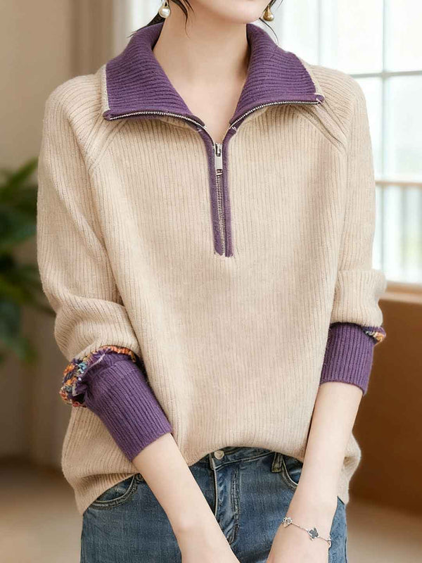 Madeline Loose Lapel Knitted Pullover Sweater