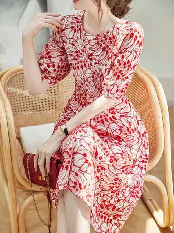 Genesis Vacation Crew Neck Printed Dress