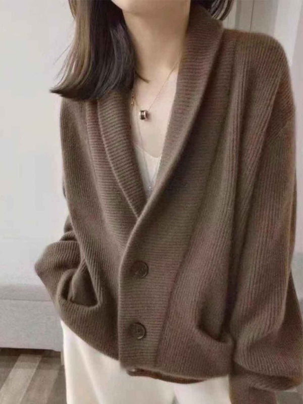 Kylie Loose Lapel Knitted Cardigan Sweater