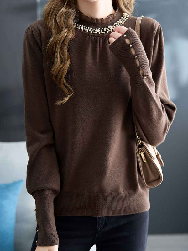 Genesis Elegant Turtleneck Lace Knitted Top