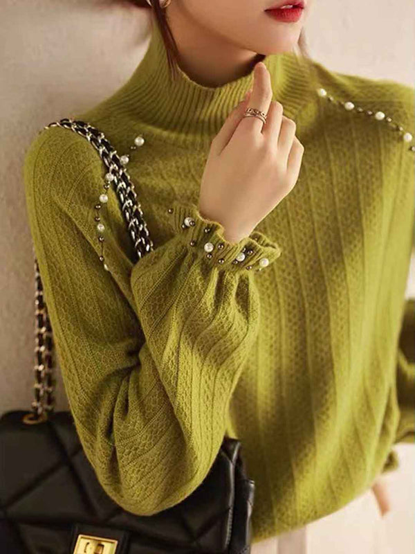 Kimberly Vintage Crew Neck Beaded Knitted Sweater
