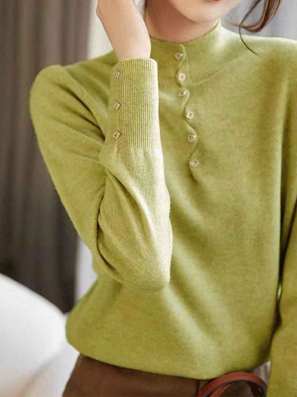 Olivia Loose Turtleneck Beaded Pullover Knitted Top