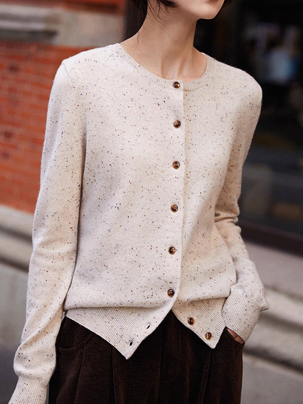 Grace Classic Crew Neck Solid Color Knitted Cardigan