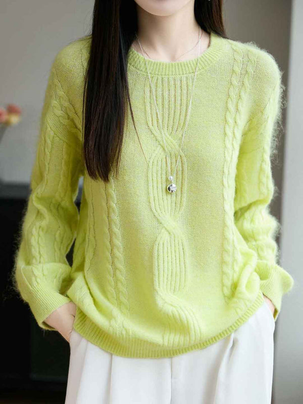 Ariana Casual Crew Neck Cable Knitted Pullover Sweater