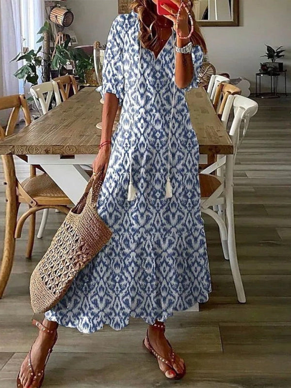 Sophia - Boho Vintage V-Neck Summer Dress