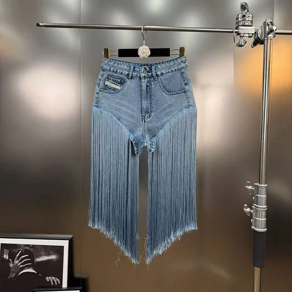 SHORT FLARED JEANS WITH FRINGES SUMMER 2025 (SLIMMING EFFECT)