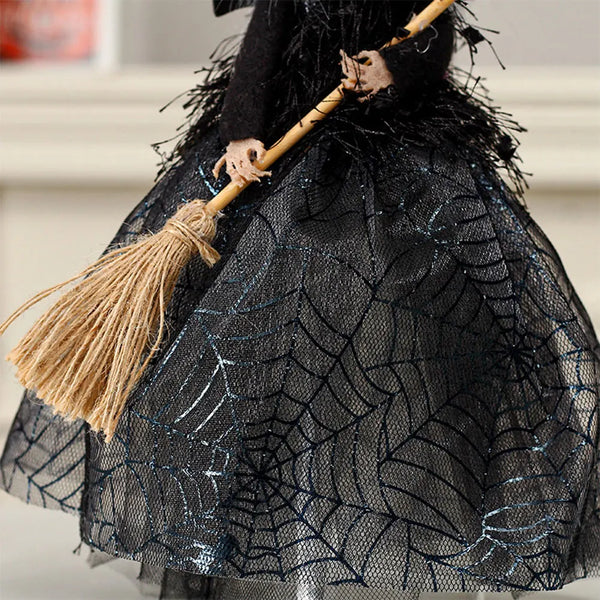 WITCH DOLL ORNAMENT/TOPPER HALLOWEEN WITH BROOM
